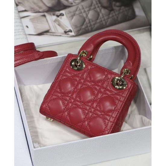 Fake Christian Dior Micro Lady Dior Bag Red Replica