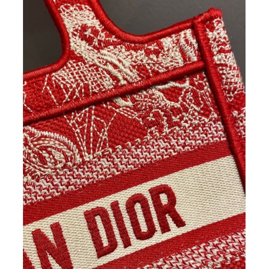 Fake Christian Dior Mini Dior Book Tote Red Replica