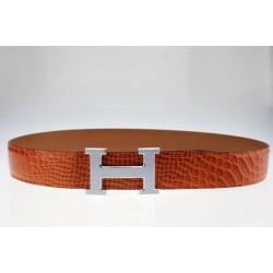 Replica Hermes Camel Snake Vene Silver HB122 Leather Belt