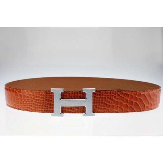 Replica Hermes Camel Snake Vene Silver HB122 Leather Belt