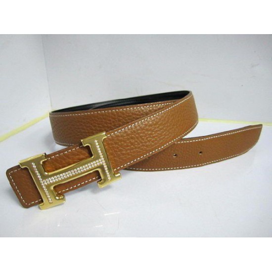 Fake Hermes Originals in Calfskin Diamante Belt HB120 Camel Gold Replica
