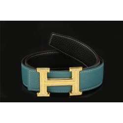 Replica Men's Hermes Belts Outlet HB5208 Gold Blue