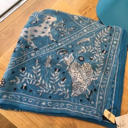 Replica Hermes Peuple de Vent Bandana Scarf 140 Blue