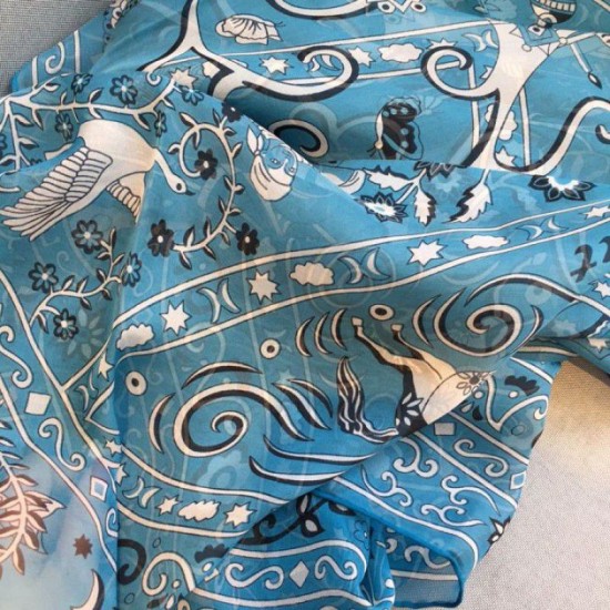 Replica Hermes Peuple de Vent Bandana Scarf 140 Blue