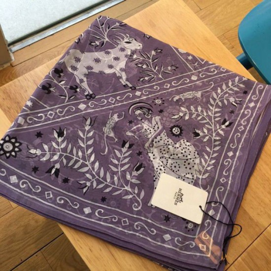 Fake Hermes Peuple de Vent Bandana Scarf 140 Purple Replica