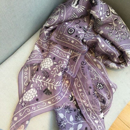 Fake Hermes Peuple de Vent Bandana Scarf 140 Purple Replica