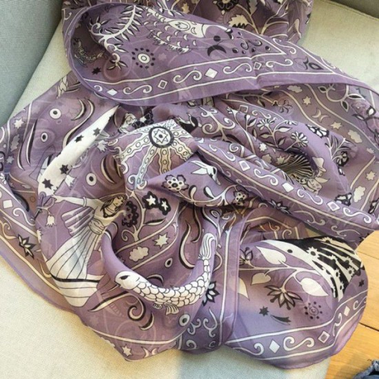 Fake Hermes Peuple de Vent Bandana Scarf 140 Purple Replica