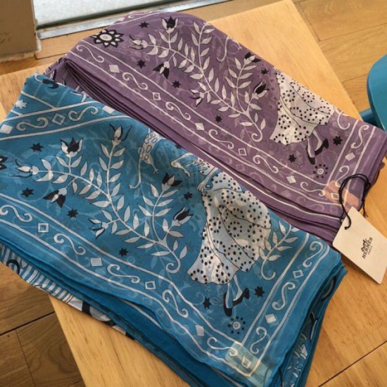 Fake Hermes Peuple de Vent Bandana Scarf 140 Purple Replica
