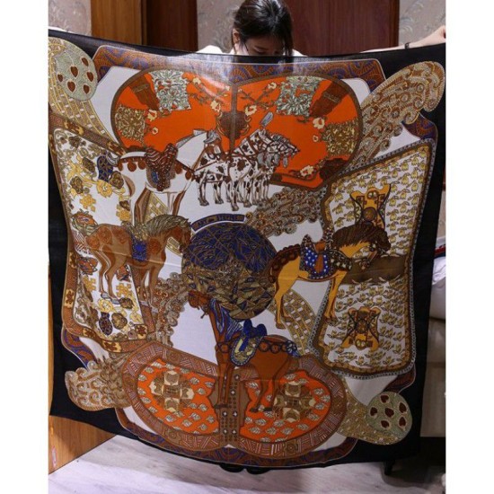 Replica Hermes Silk cashmere 140 x 140cm Black