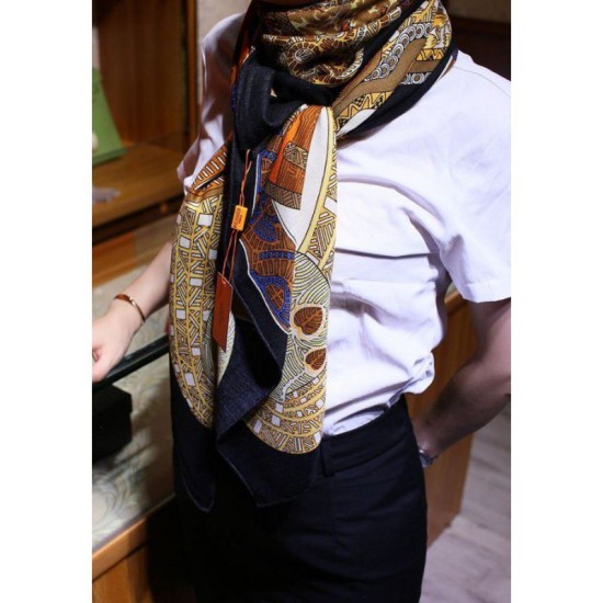 Replica Hermes Silk cashmere 140 x 140cm Black