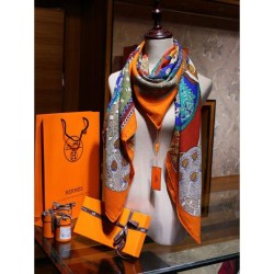 Replica Hermes Silk cashmere 140 x 140cm Orange