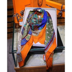 Replica Hermes Silk cashmere 140 x 140cm Orange