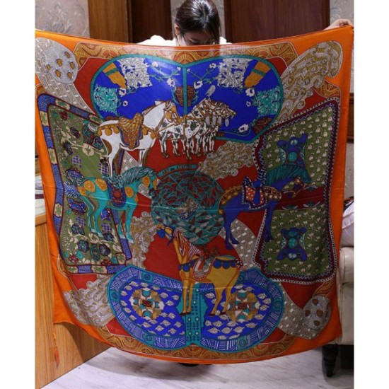 Replica Hermes Silk cashmere 140 x 140cm Orange