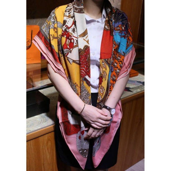 Replica Hermes Silk cashmere 140 x 140cm Pink