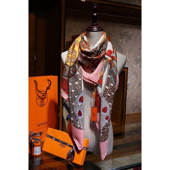 Replica Hermes Silk cashmere 140 x 140cm Pink