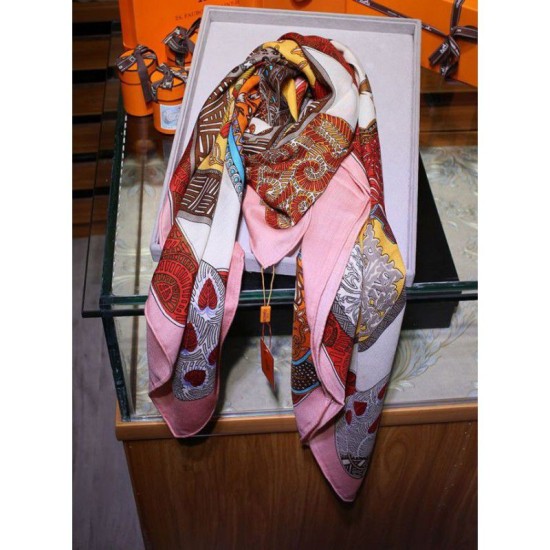 Replica Hermes Silk cashmere 140 x 140cm Pink