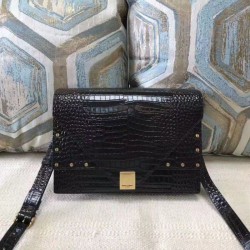 Fake YSL Saint Laurent Margaux Satchel Crocodile Embossed Black Replica