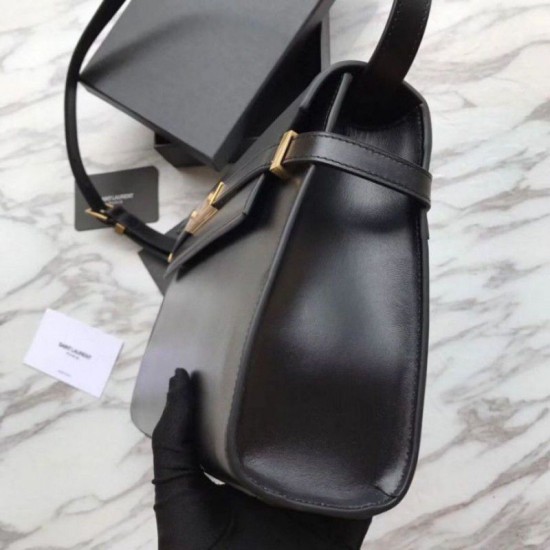 Fake YSL Saint Laurent Manhattan Baguette Top Handle Bag Black Replica