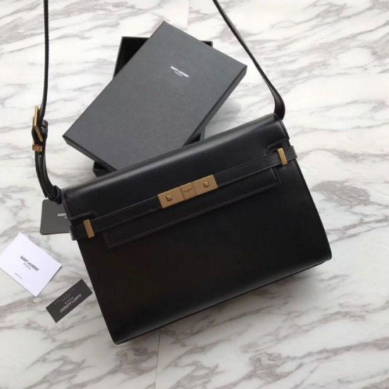 Fake YSL Saint Laurent Manhattan Baguette Top Handle Bag Black Replica