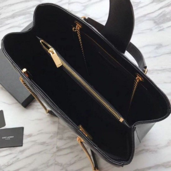 Replica YSL Saint Laurent Shoping Bag Graind leather Black