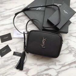 Fake YSL Saint Laurent Medium LouLou Chain Bag Smooth Leather Black Replica