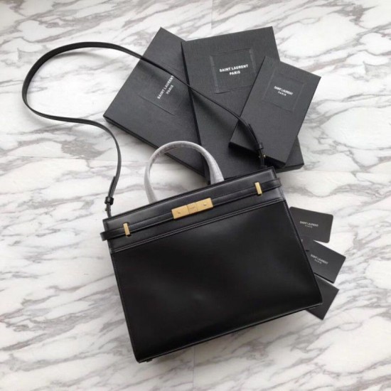 Replica YSL Saint Laurent Small Manhattan Top Handle Bag Black
