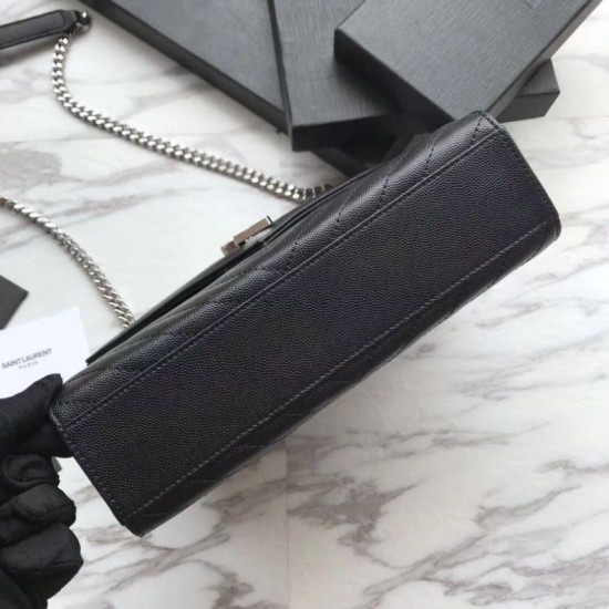 Fake YSL Saint Laurent Envelope Small Bag Grain Embossed Silver Hardware Replica