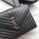 Fake YSL Saint Laurent Envelope Small Bag Grain Embossed Silver Hardware Replica