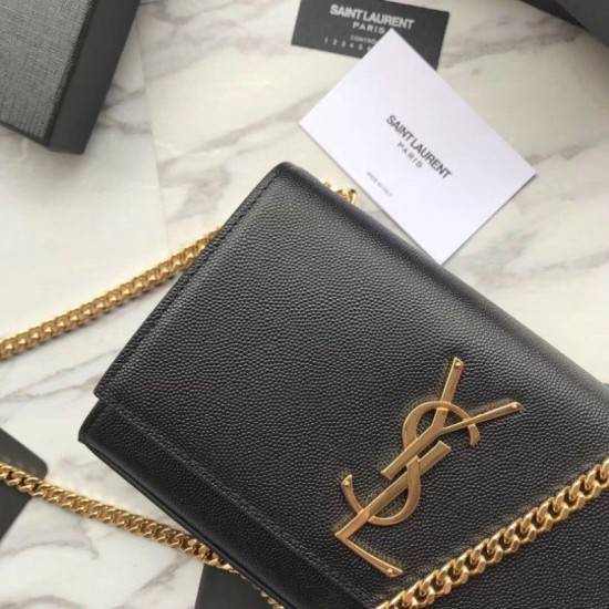 Replica YSL Saint Lauren Classic Medium Kate Monogram Satchel Black