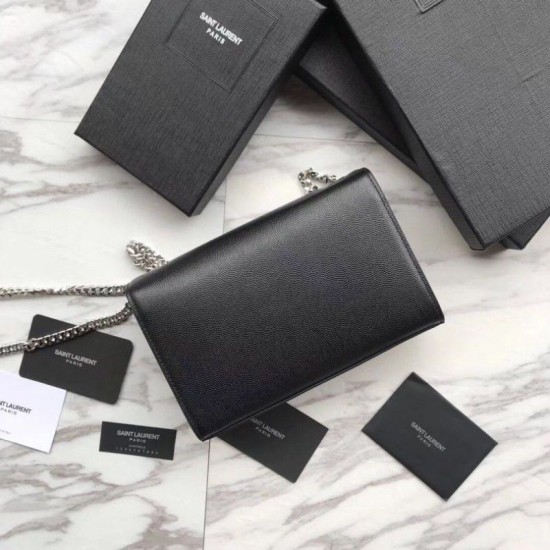 Replica YSL Saint Lauren Classic Medium Kate Monogram Satchel Black