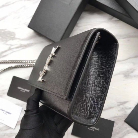Replica YSL Saint Lauren Classic Medium Kate Monogram Satchel Black