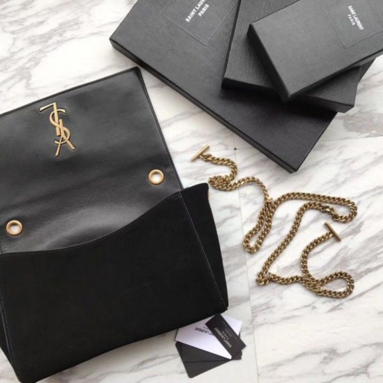 Fake YSL Saint Laurent Medium Reversible Kate Suede and Smooth Leather Black Replica