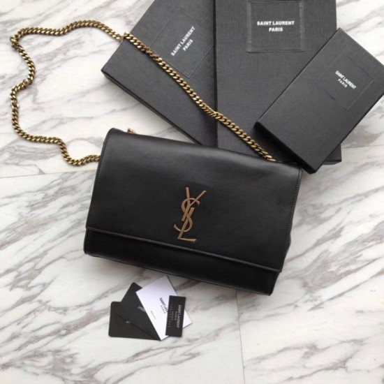 Fake YSL Saint Laurent Medium Reversible Kate Suede and Smooth Leather Black Replica
