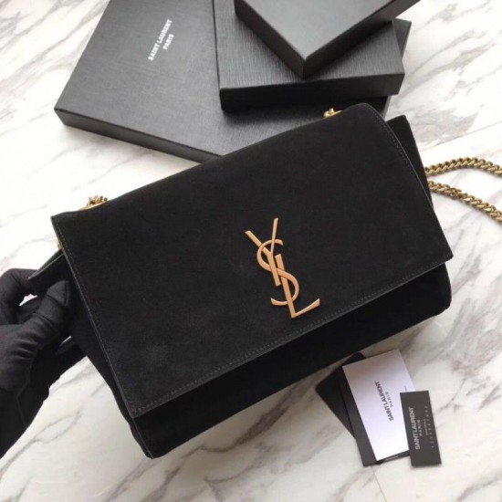 Fake YSL Saint Laurent Medium Reversible Kate Suede and Smooth Leather Black Replica