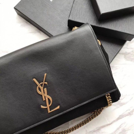 Fake YSL Saint Laurent Medium Reversible Kate Suede and Smooth Leather Black Replica