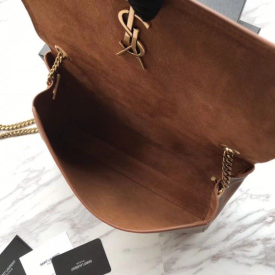 Replica YSL Saint Laurent Medium Reversible Kate Suede and Smooth Leather Brown