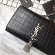 Fake Saint Laurent Medium Kate Monogram Crocodile Leather Shoulder Bag Black Replica