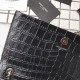 Fake Saint Laurent Medium Kate Monogram Crocodile Leather Shoulder Bag Black Replica