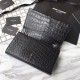 Fake Saint Laurent Medium Kate Monogram Crocodile Leather Shoulder Bag Black Replica