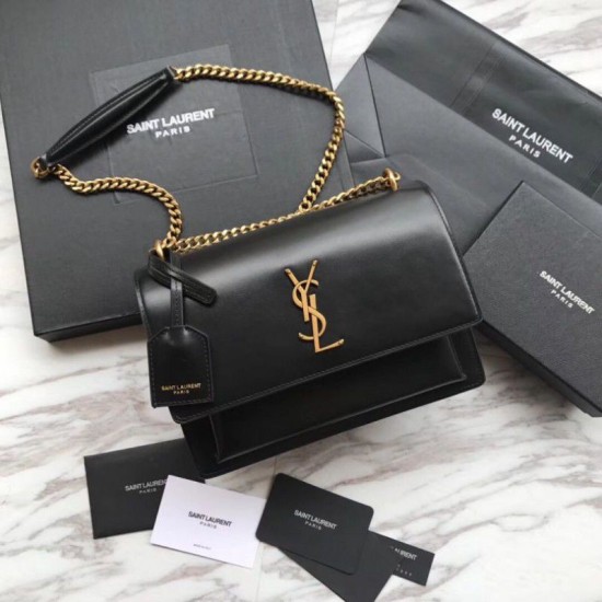 Replica YSL Saint Laurent Sunset Medium Smooth leather Back Gold Hardware