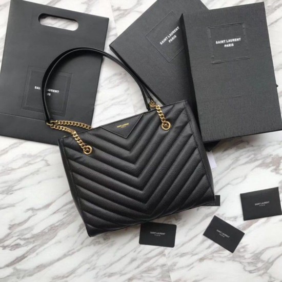 Fake YSL Saint Laurent Tribeca Small Shopping Bag Grain Embossed Leather Black Replica Replica YSL Saint Laurent Tribeca Small Shopping Bag Grain Embossed Leather Black