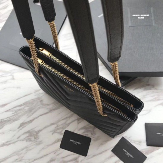 Fake YSL Saint Laurent Tribeca Small Shopping Bag Grain Embossed Leather Black Replica Replica YSL Saint Laurent Tribeca Small Shopping Bag Grain Embossed Leather Black