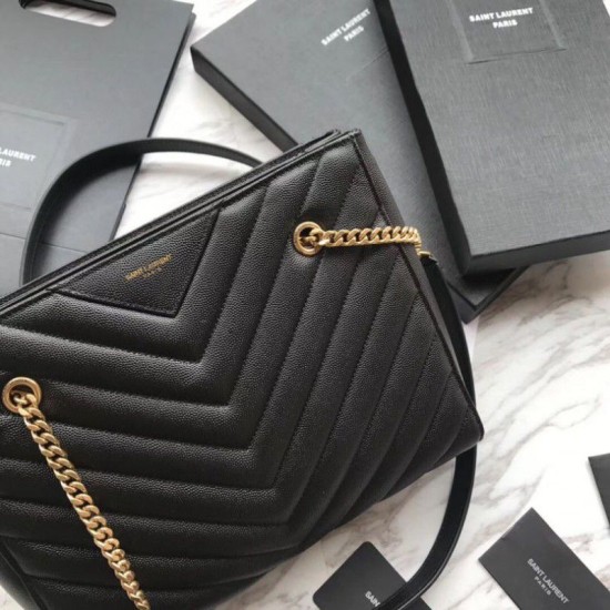 Fake YSL Saint Laurent Tribeca Small Shopping Bag Grain Embossed Leather Black Replica Replica YSL Saint Laurent Tribeca Small Shopping Bag Grain Embossed Leather Black