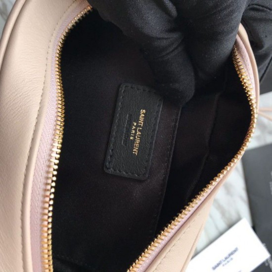 Replica YSL Saint Laurent Medium LouLou Chain Bag Matelasse Leather Apricot