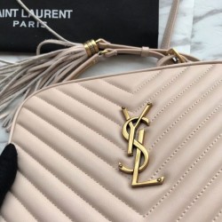 Fake YSL Saint Laurent Medium LouLou Chain Bag Matelasse Leather Apricot Replica Replica YSL Saint Laurent Medium LouLou Chain Bag Matelasse Leather Apricot