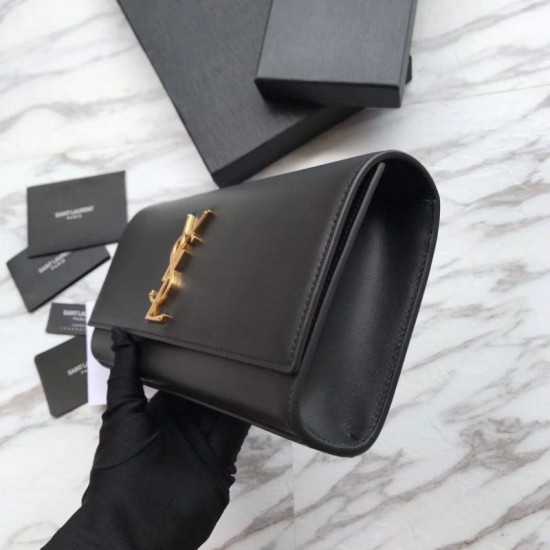 Fake YSL Saint Laurent Classic Monogram Wallet Smooth Leather Black Replica