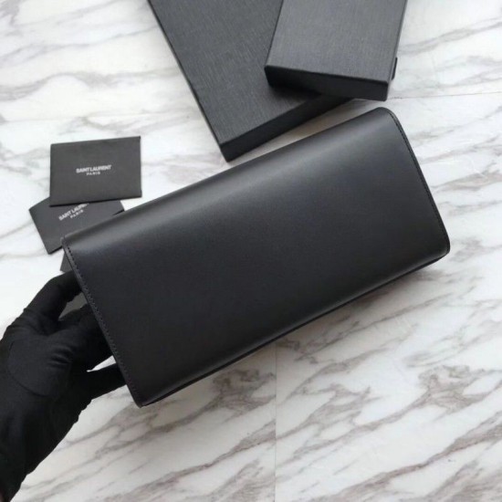 Fake YSL Saint Laurent Classic Monogram Wallet Smooth Leather Black Replica