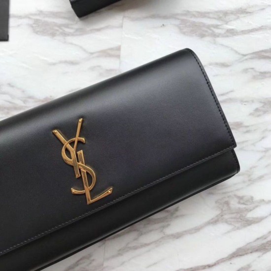 Fake YSL Saint Laurent Classic Monogram Wallet Smooth Leather Black Replica