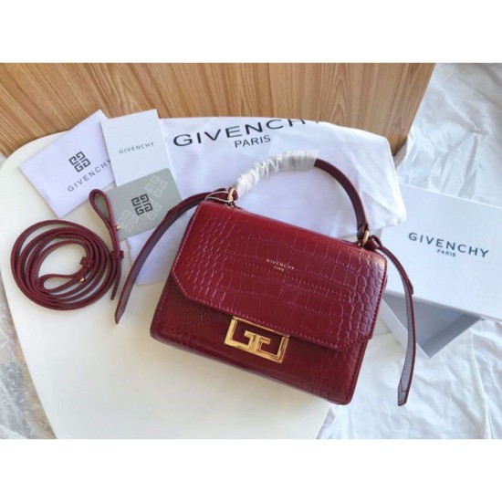 Fake Givenchy Eden Mini Crocodile Pattern Bag Claret Replica