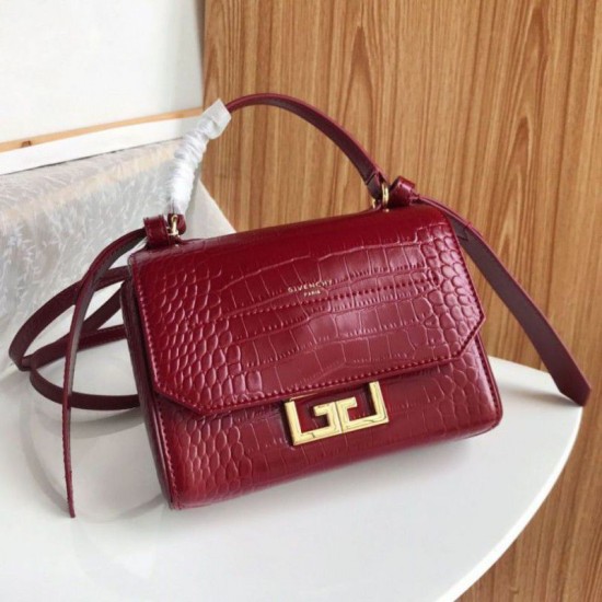 Fake Givenchy Eden Mini Crocodile Pattern Bag Claret Replica